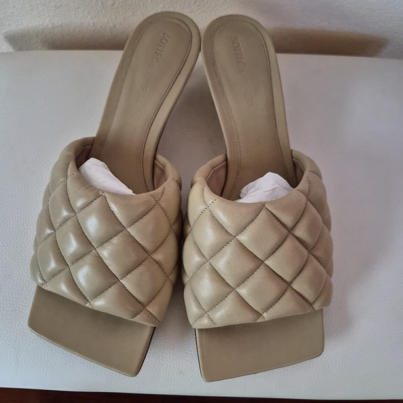 Bottega Veneta Tan Quilted Mules - Picture 1 of 7
